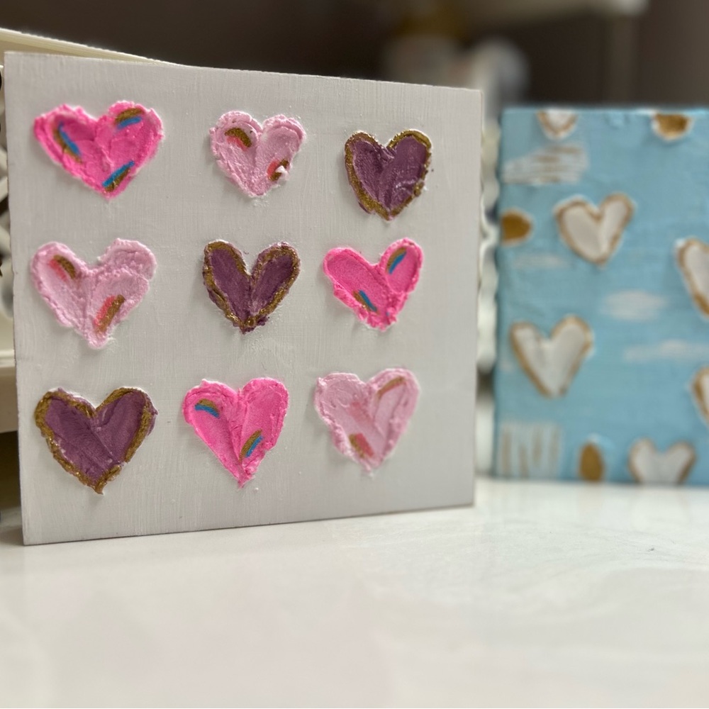 Heart wooden block painting